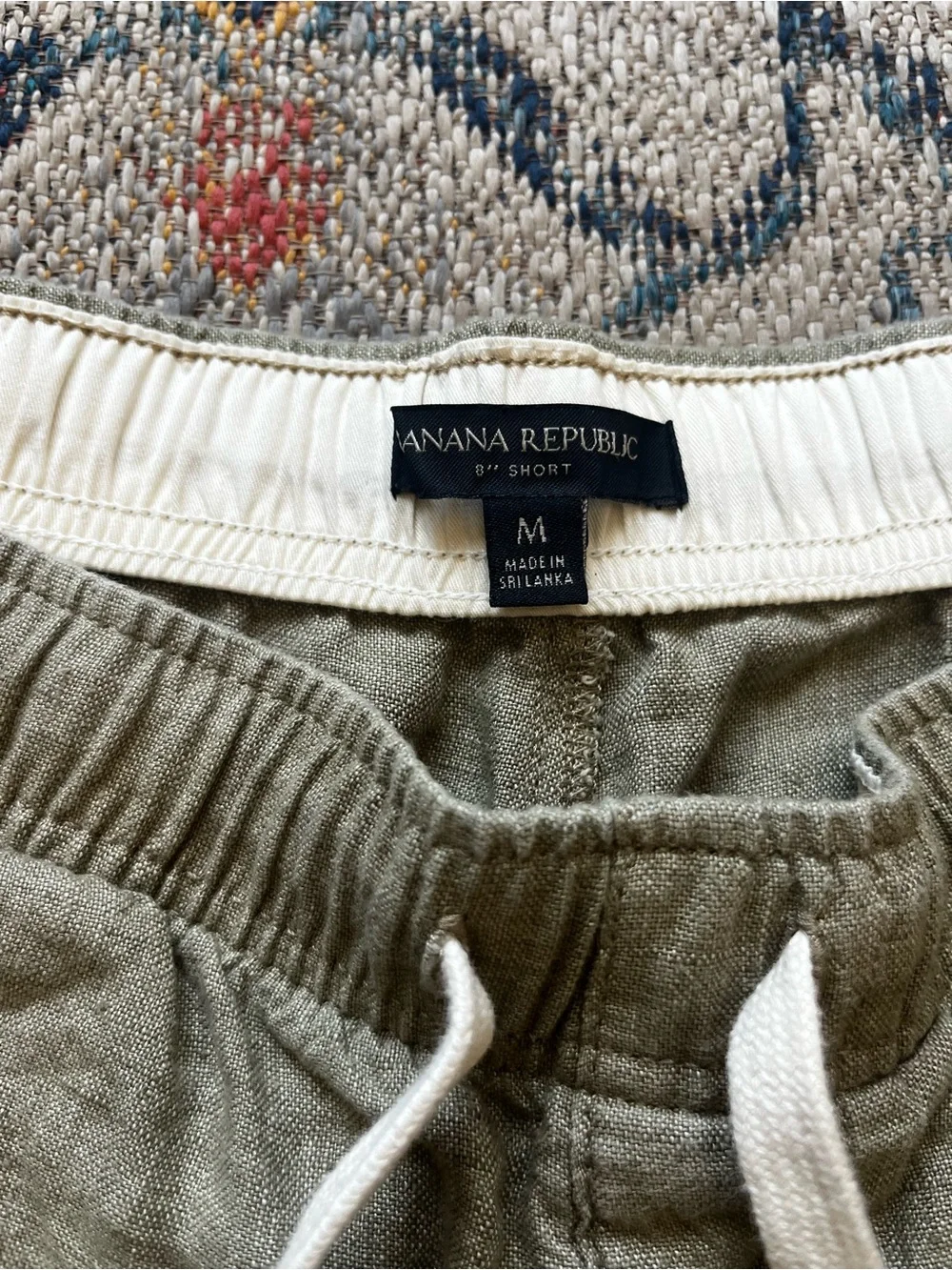 Banana Republic Olive Green Linen Drawstring Shorts Size M 100% Linen